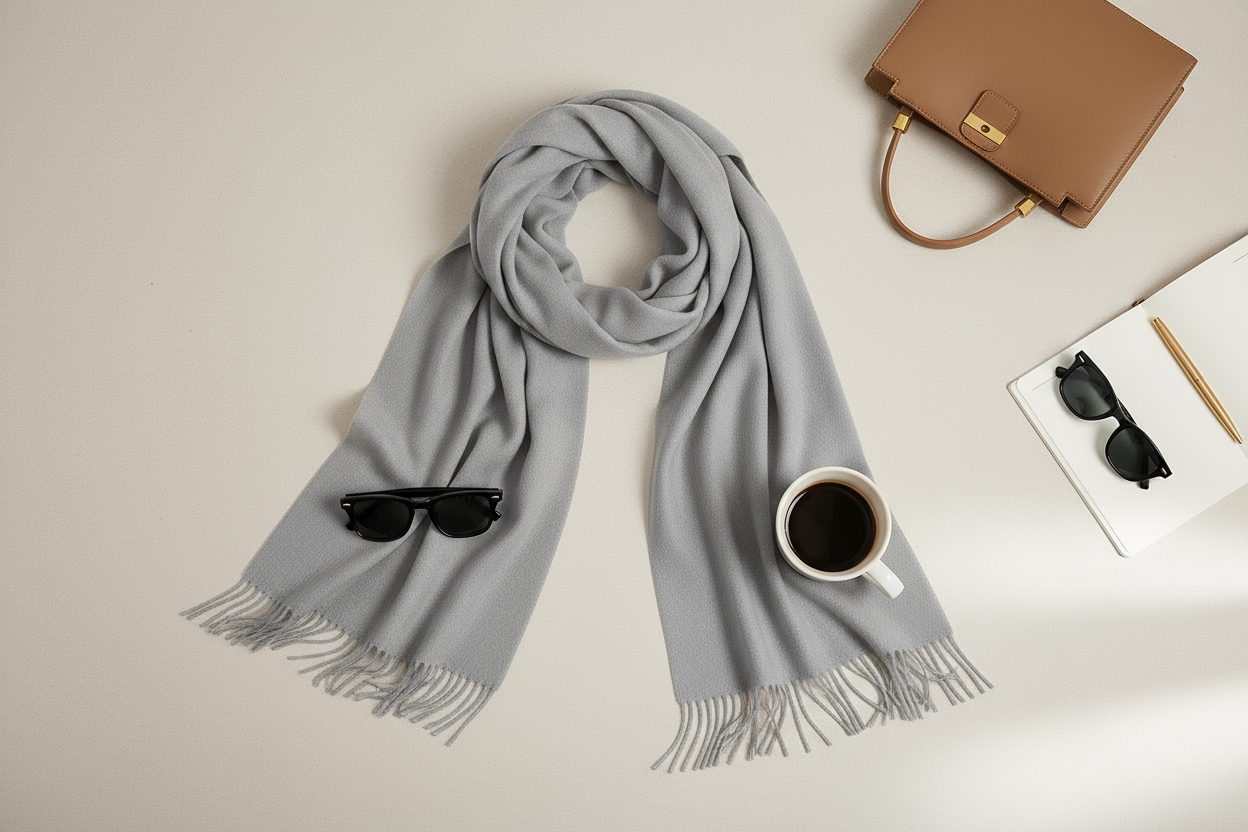 Silver Scarf Flat Lay Styling