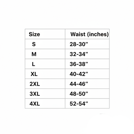 Updated size chart