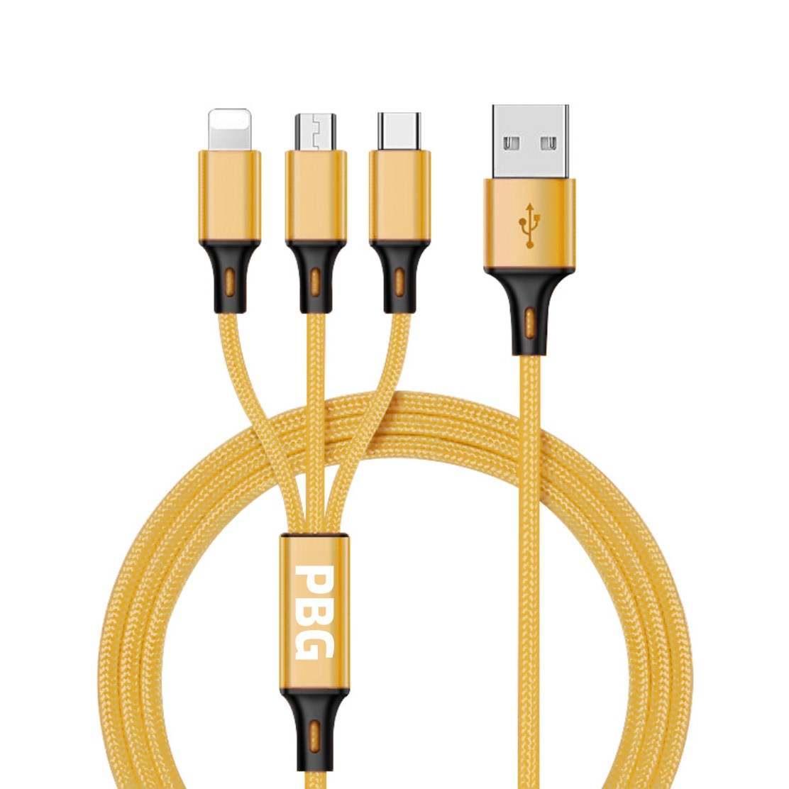 Yellow Best 3 in 1 Fast Charging cable
