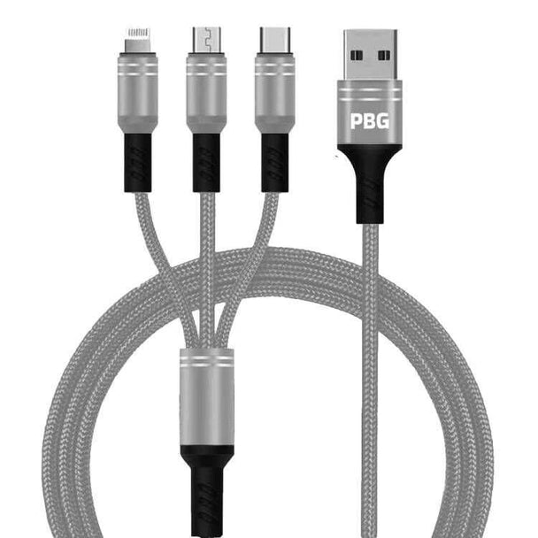 Wholesale PBG 3 In 1 Charging Cable Collection 4 FT Large Charge 3 Devices at Once! - PremiumBrandGoods