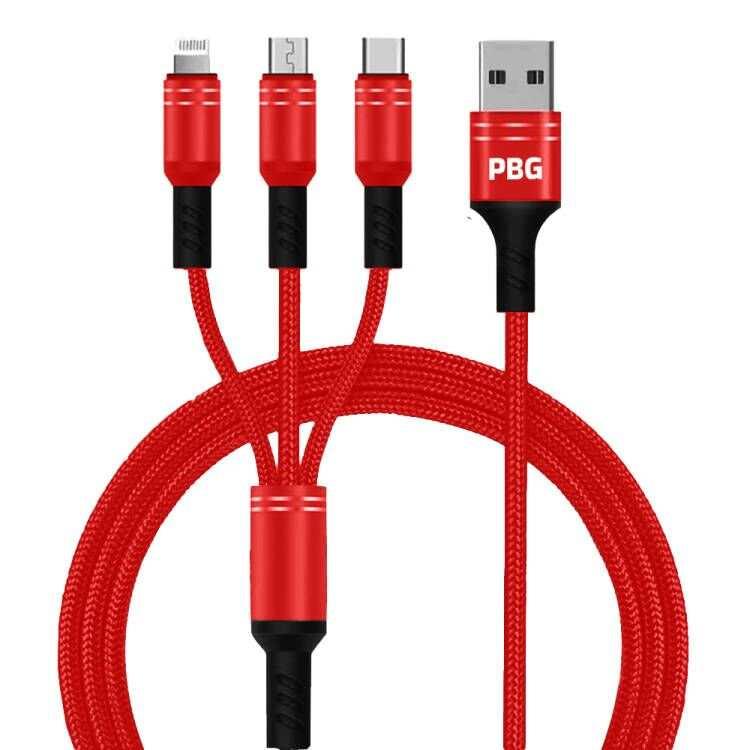 Wholesale PBG 3 In 1 Charging Cable Collection 4 FT Large Charge 3 Devices at Once! - PremiumBrandGoods