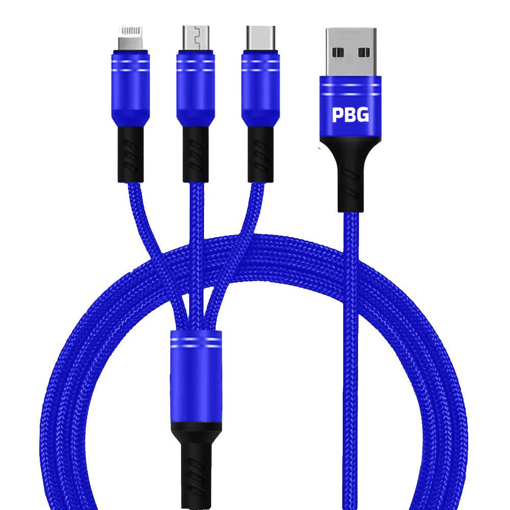 Wholesale PBG 3 In 1 Charging Cable Collection 4 FT Large Charge 3 Devices at Once! - PremiumBrandGoods