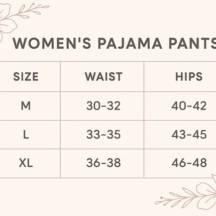 Women's Pajama Pants Sizing Chart