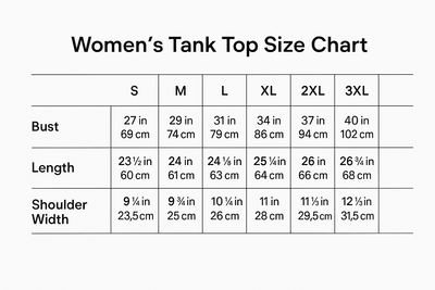 Women's Tank Top Size Chart