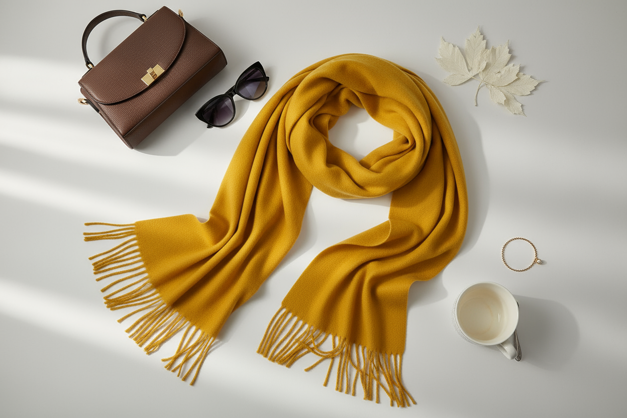 Yellow Scarf Flat Lay Styling
