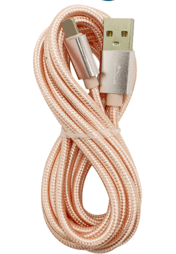 10Ft Braided USB Charger Compatible for Iphone Pink - PremiumBrandGoods