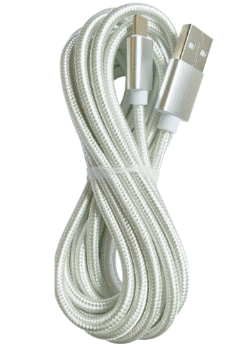 10Ft Braided USB Charger Compatible for Iphone Silver - PremiumBrandGoods