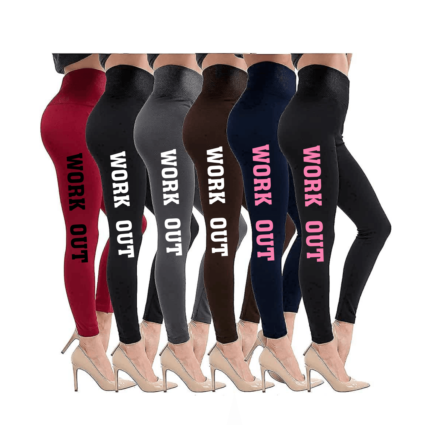 12 Pack of "Work out "Super Soft Thick Fleece Lined Leggings Cozy Warm Stretchy - PremiumBrandGoods