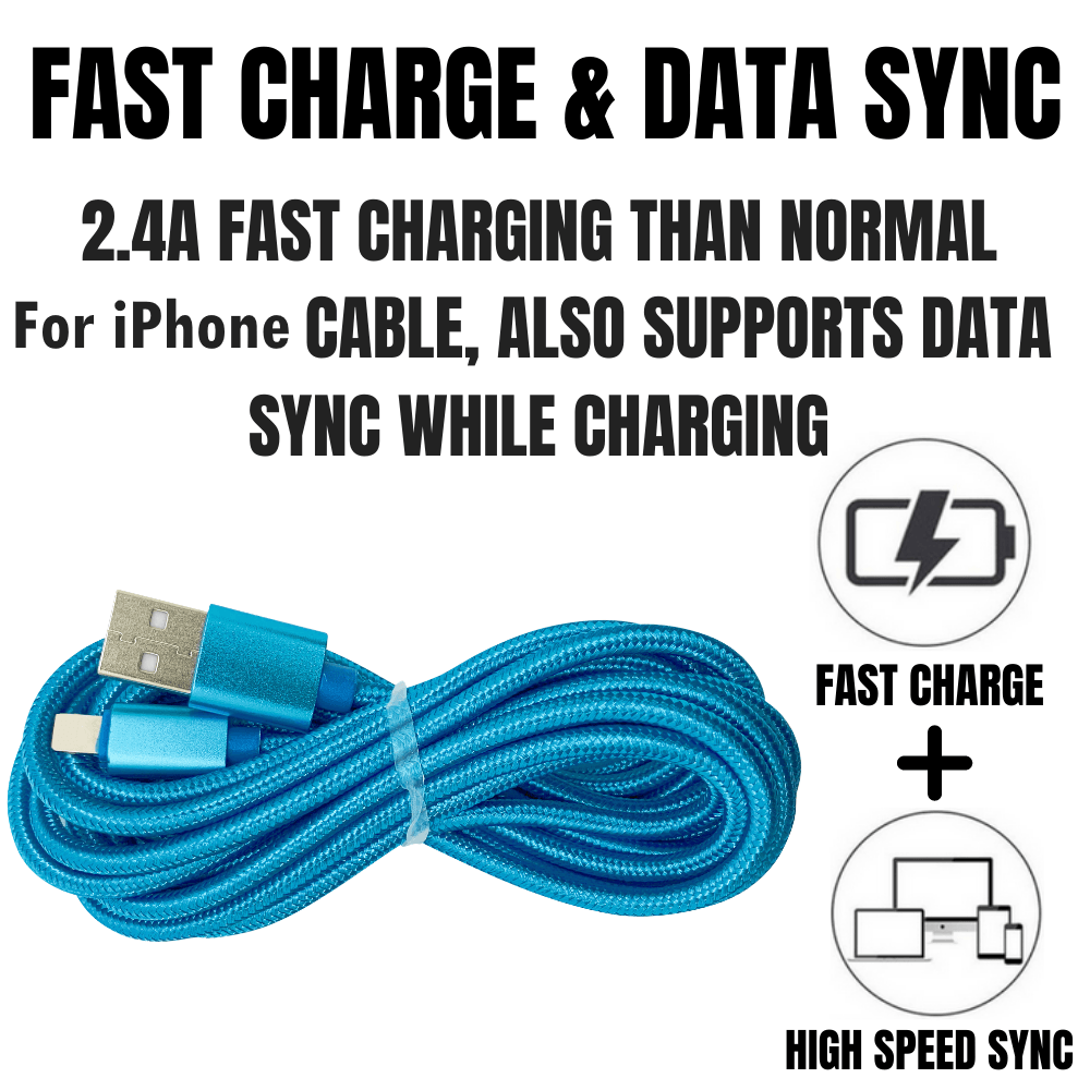 2 Pack 10FT XL Charger Compatible for Iphone Cable Nylon Woven - PremiumBrandGoods
