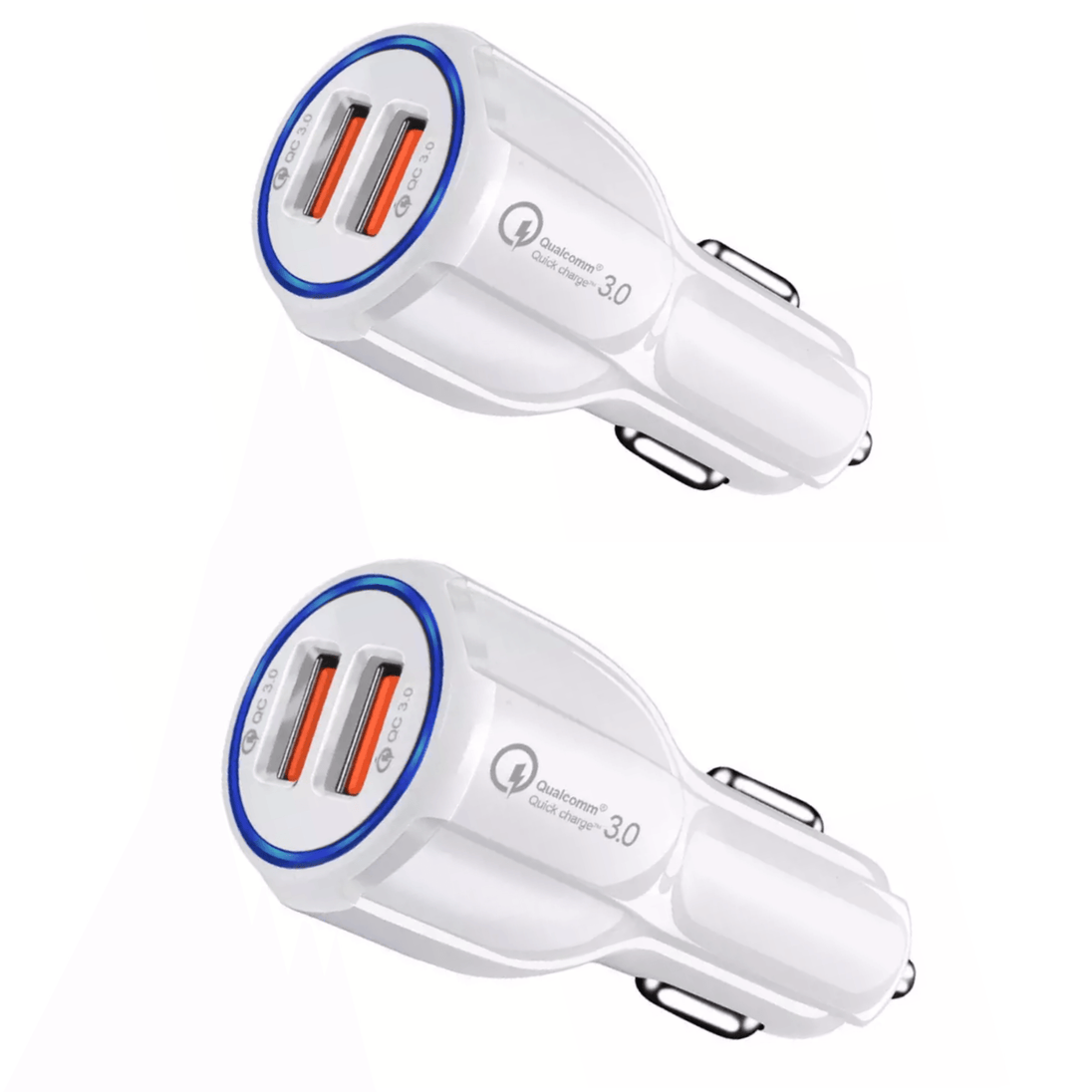 2 Pack 2 Port USB Fast Car Charger Adapter For Devices White - PremiumBrandGoods