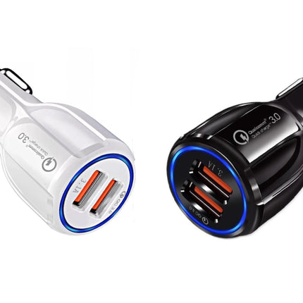 2 Pack 2 Port USB Fast Car Charger Adapter For Devices White - PremiumBrandGoods