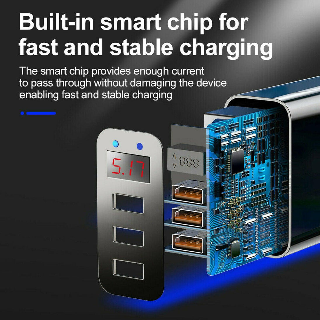 2 Pack! 3 Port LED Fast Quick Charge QC 3.0 USB Hub Display Wall Charger Adapter US Plug - PremiumBrandGoods