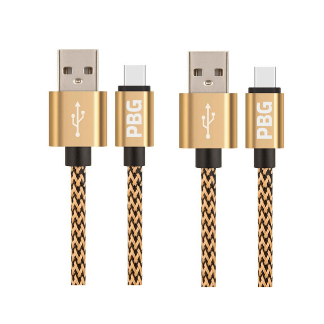PBG 10FT XL Type-C Charger Cable - Nylon Woven Zebra Pattern 2 Pack USB-C cable