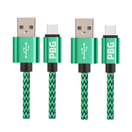 PBG 10FT XL Type-C Charger Cable - Nylon Woven Zebra Pattern 2 Pack USB-C cable