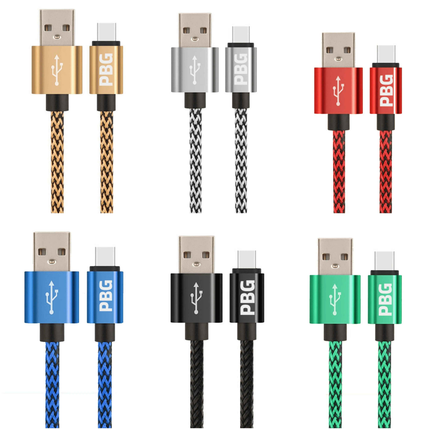PBG 10FT XL Type-C Charger Cable - Nylon Woven Zebra Pattern 2 Pack USB-C cable