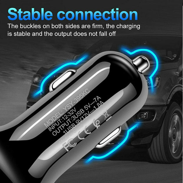 2 Pack PBG 3 Port USB Fast LED Car Charger For Devices - PremiumBrandGoods
