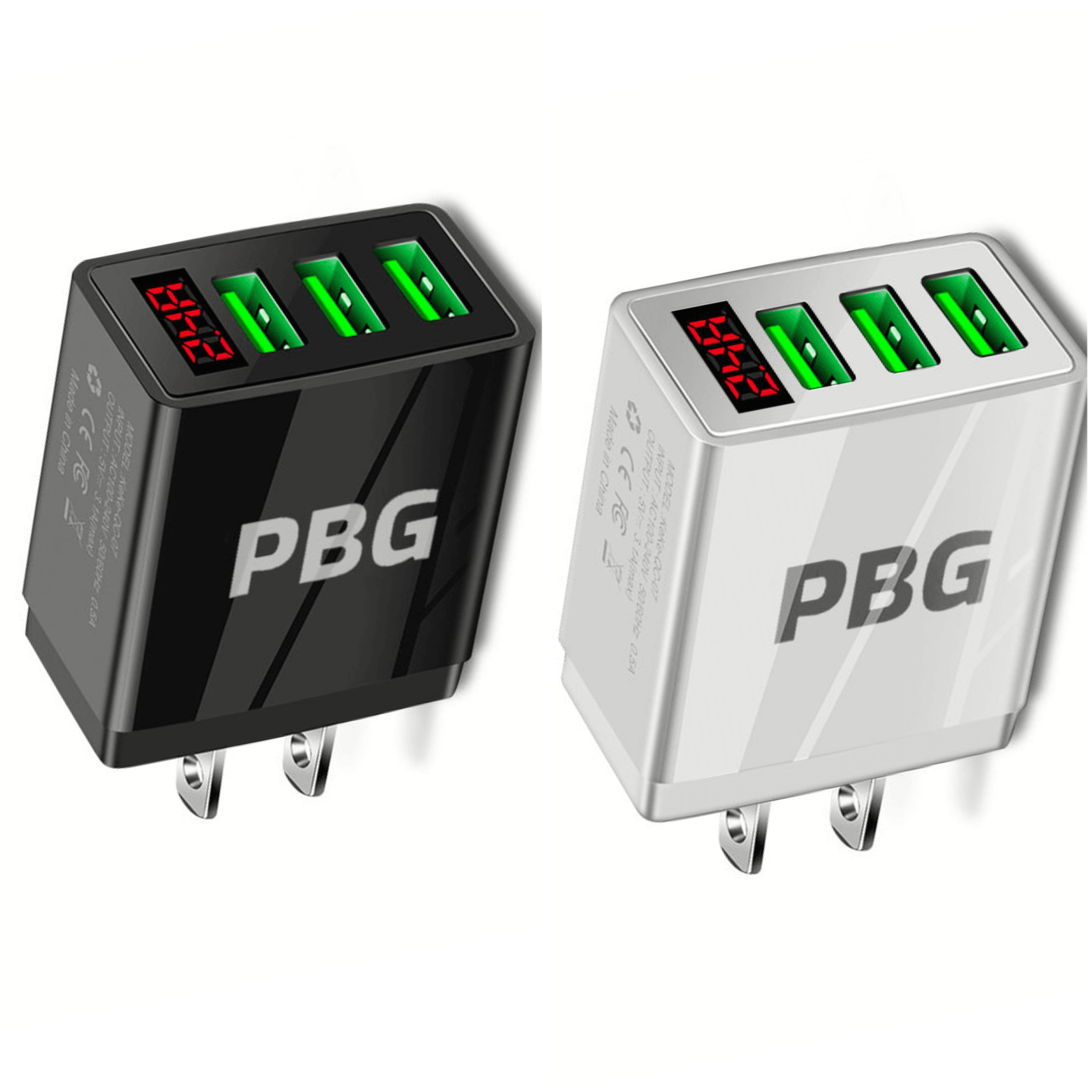 2 PACK PBG 3 Port Wall Charger with LED Voltage Display Charge 3 Devices at once! - PremiumBrandGoods