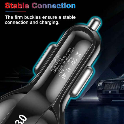 2 Pack PBG 5 Port USB Fast Car Charger with LED Display Charge 5 Devices at once