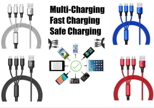 3 In 1 Nylon-Protected Braided Phone Fast Charging Multi Cable - PremiumBrandGoods