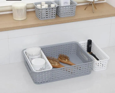 3 Pack Organizer Storage Wicker Plastic Woven Baskets (Multiple Sizes) - PremiumBrandGoods