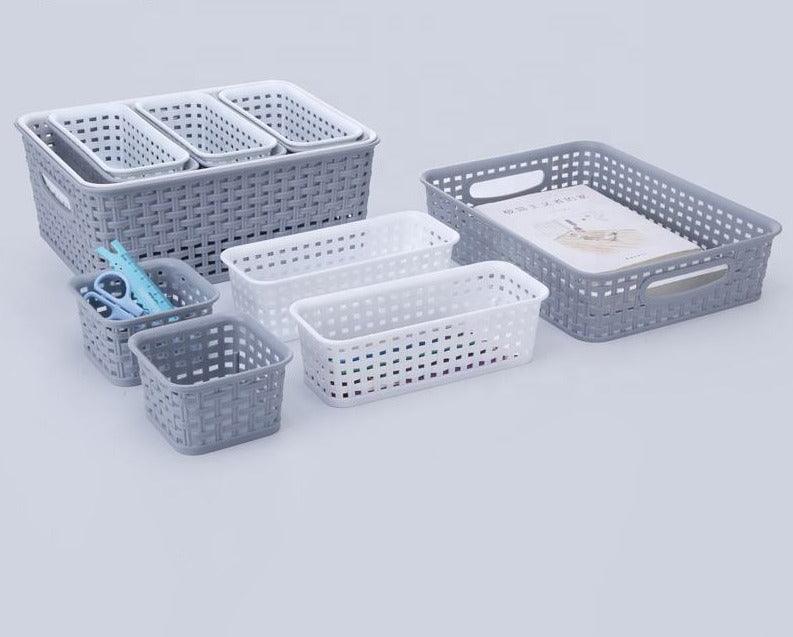 3 Pack Organizer Storage Wicker Plastic Woven Baskets (Multiple Sizes) - PremiumBrandGoods