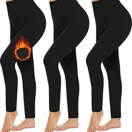 3 Pack Women‚Äôs Fleece Lined Leggings High Waist Stretchy warm Leggings one size