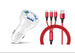 3 Port Fast LED White Car Charger + 3 in 1 Cable Combo - PremiumBrandGoods