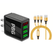 3 port LED Display Wall Charger  and 3 in 1 Cable Bundle Gold - PremiumBrandGoods