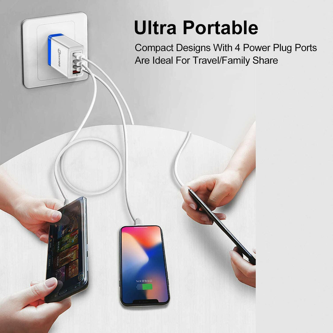 4 Port 3.1 A Charging Technology USB Wall Charger Station- Red - PremiumBrandGoods