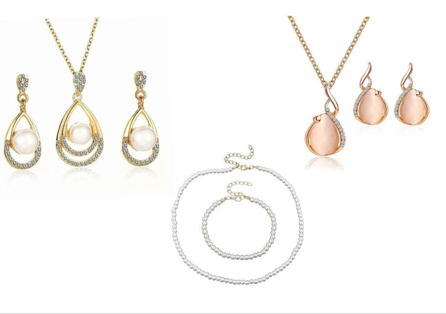 5 Piece Jewelry Set! 3 Necklaces , 2 sets of Earrings