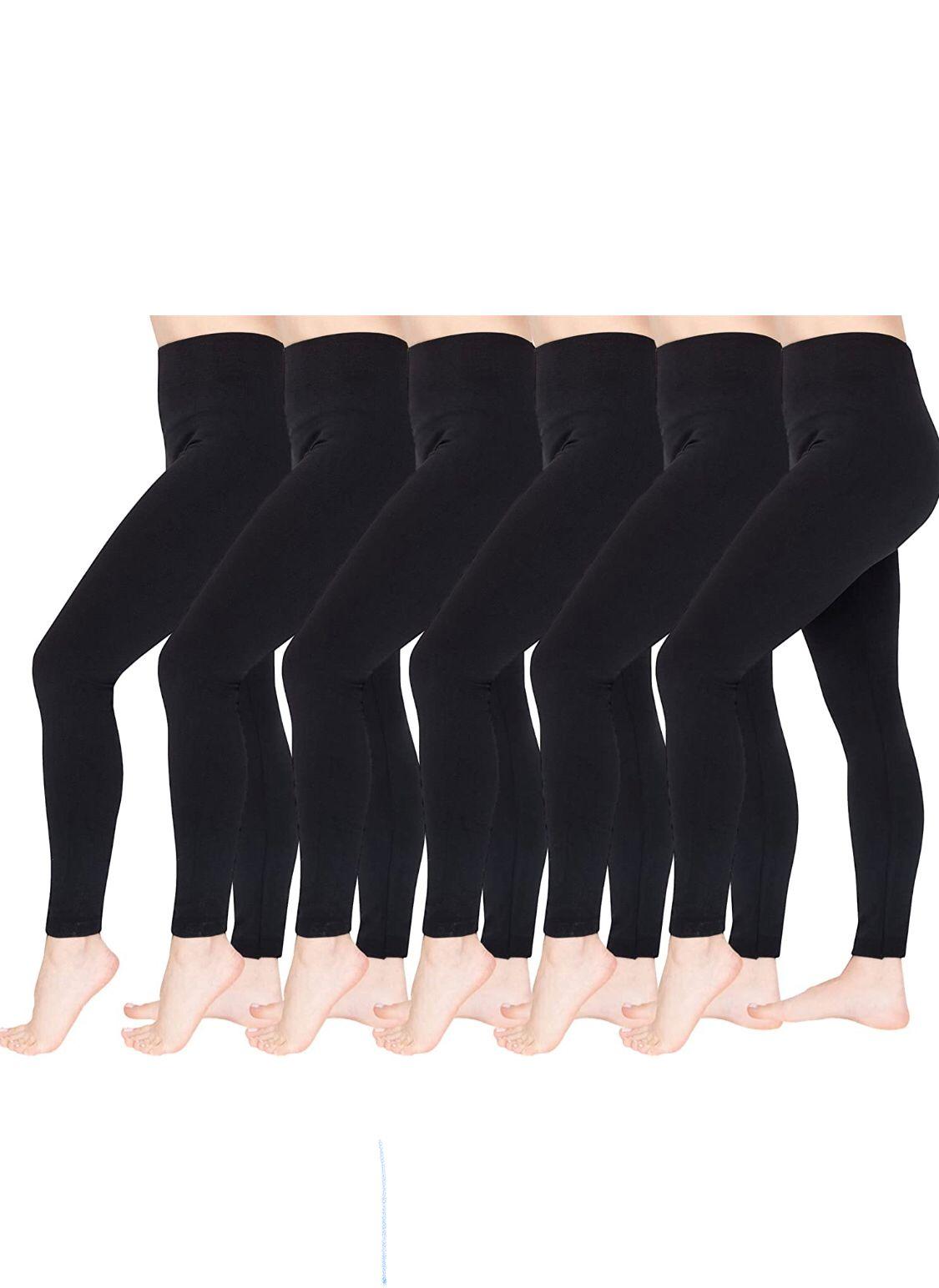 6 Pack Women‚Äôs Fleece Lined Leggings High Waist Stretchy warm Leggings  one size