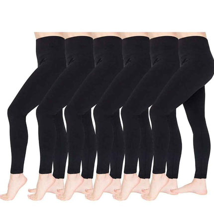 6 Pack Women Fleece Lined Leggings High Waist Stretchy warm Leggings one size