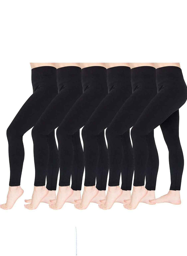 6 Pack Women Fleece Lined Leggings High Waist Stretchy warm Leggings one size