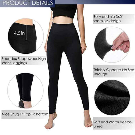 6 Pack Women Fleece Lined Leggings High Waist Stretchy warm Leggings one size