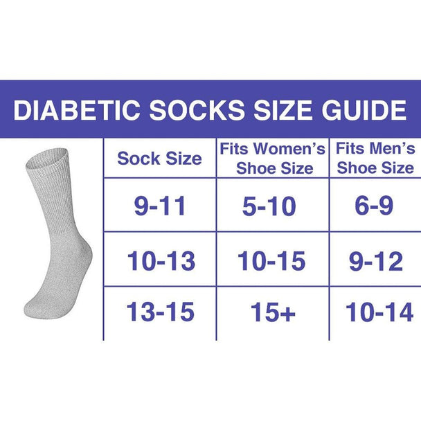 6 Pairs Physicians Approved Diabetic Crew Socks Unisex Black/Grey/White - PremiumBrandGoods