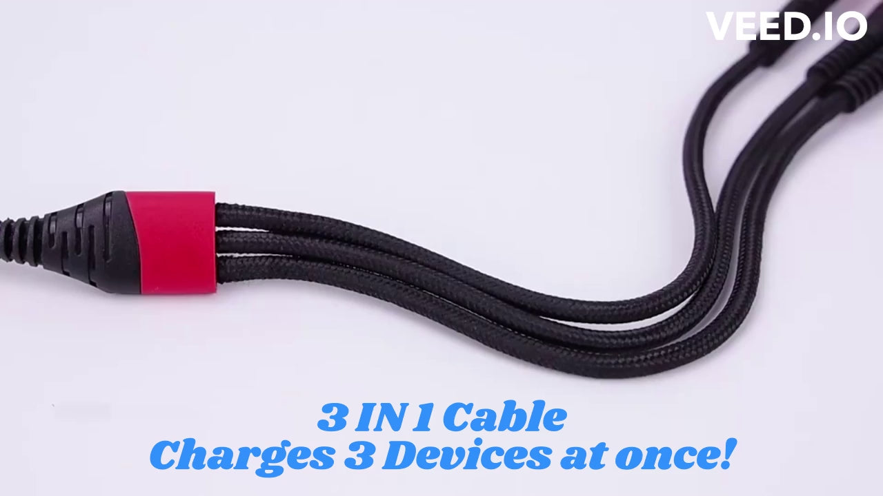 PBG 3-in-1 Fast Charging Cable - Nylon Braided, USB C/Micro USB/iPhone