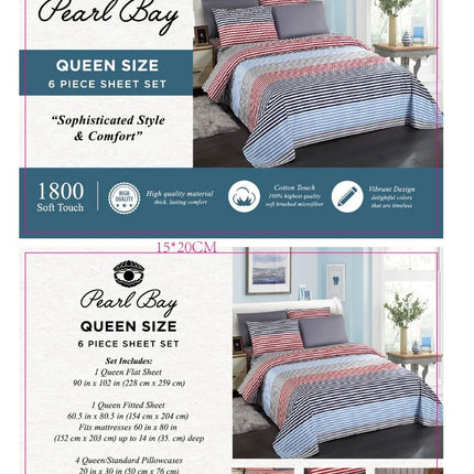 Pearl Bay 6 Piece Bed Sheet Set (12 Styles)