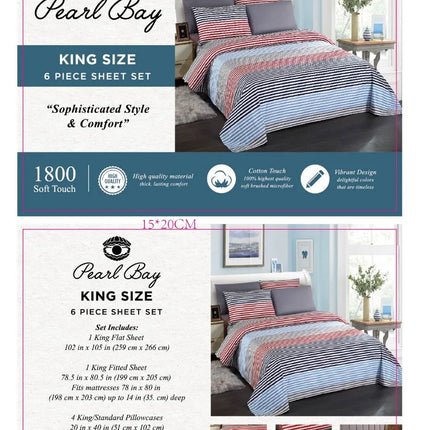 Pearl Bay 6 Piece Bed Sheet Set (12 Styles)