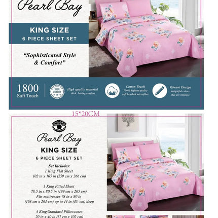 Pearl Bay 6 Piece Bed Sheet Set (12 Styles)