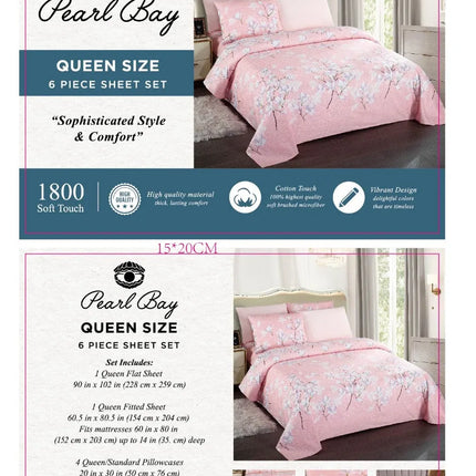 Pearl Bay 6 Piece Bed Sheet Set (12 Styles)