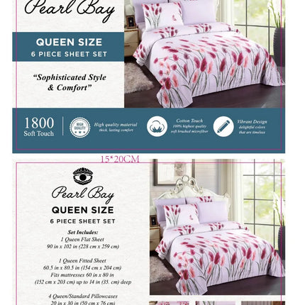 Pearl Bay 6 Piece Bed Sheet Set (12 Styles)