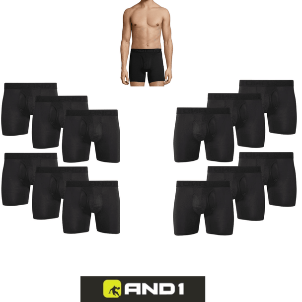 AND1 Men's Underwear Pro Platinum Boxer Briefs, 12 Pack! - PremiumBrandGoods