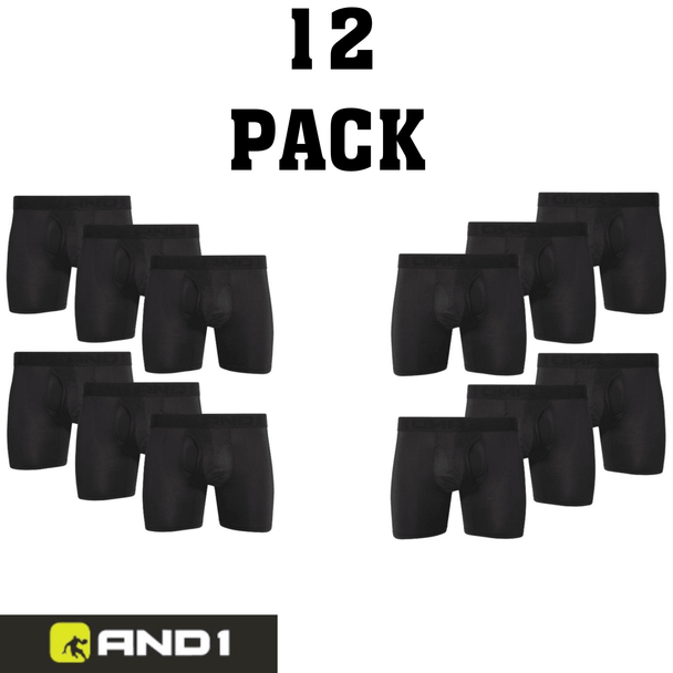 AND1 Men's Underwear Pro Platinum Boxer Briefs, 12 Pack! - PremiumBrandGoods