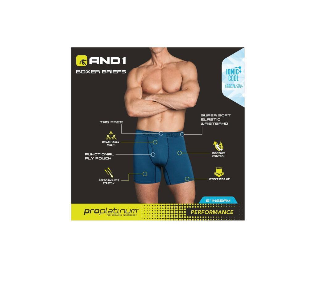 AND1 Men's Underwear Pro Platinum Boxer Briefs, 12 Pack! - PremiumBrandGoods