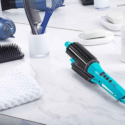 Calista 2 in 1 Heated Brush Iron Hair Styler comes with accessories