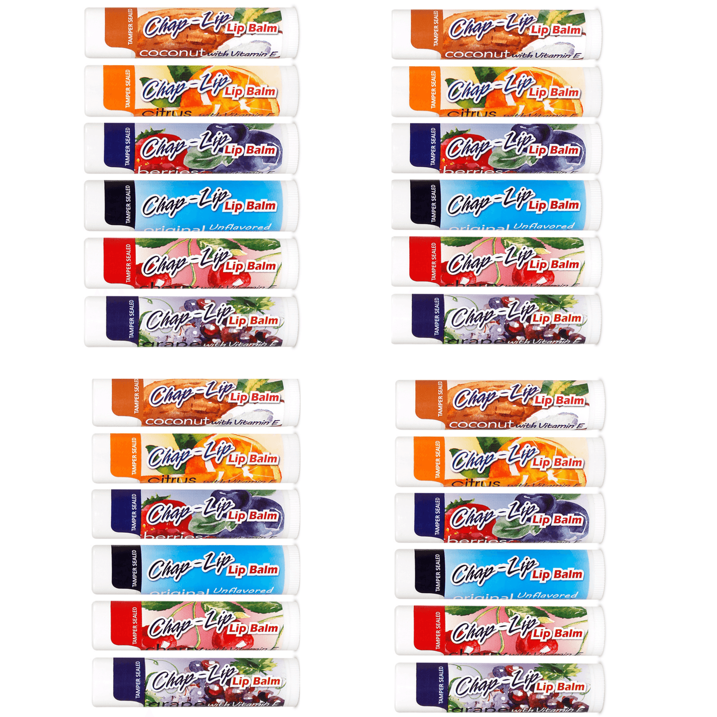 Chap-Lip Lip Balm Assorted Flavors 24 Pack! 6 Flavors - PremiumBrandGoods