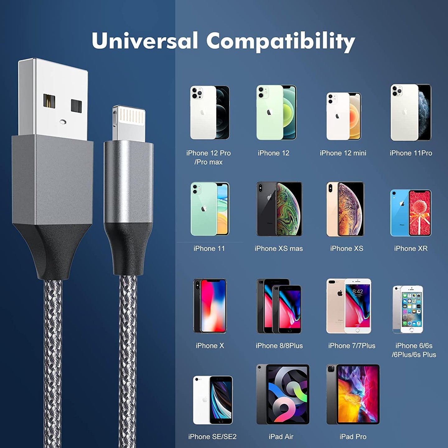 Charger Cable Cord Nylon Braided Fast Charging Data Transfer Cord for iPhone 13/12/Pro Max /11/XS/Max/XR/X/8 - PremiumBrandGoods