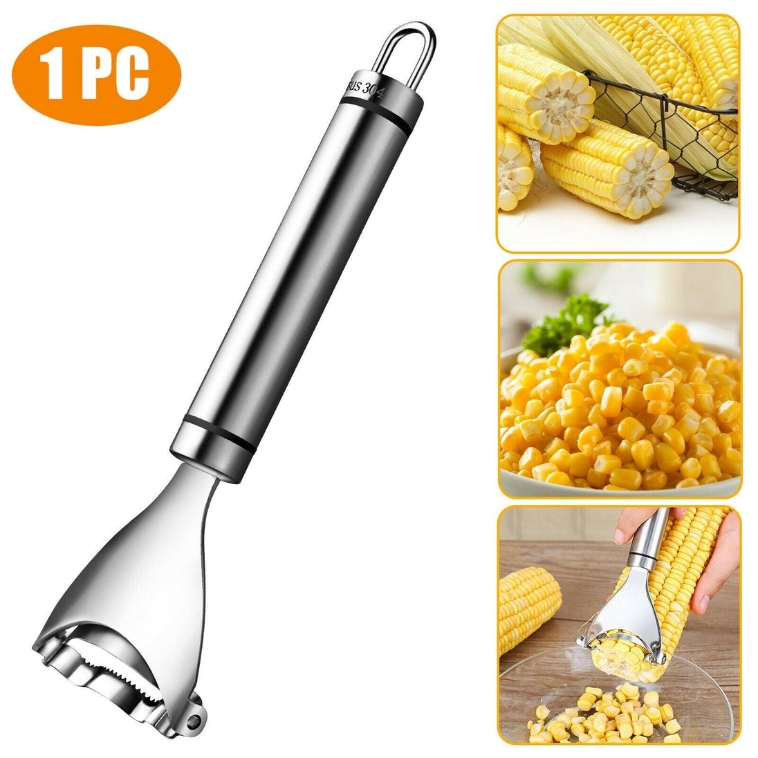 Corn Cob Cutter Peeler Tool Stainless Steel Kitchen Remover Kernel Stripper - PremiumBrandGoods