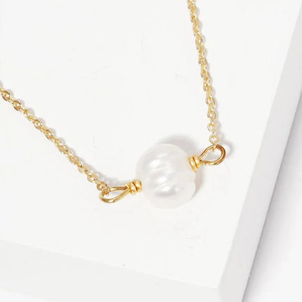 Dainty Glass Pearl Pendant Choker Necklace - PremiumBrandGoods