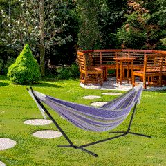 Double Cotton Freestanding Tranquility Hammock Designed for two Airy Strong Holding up to 450LB - PremiumBrandGoods